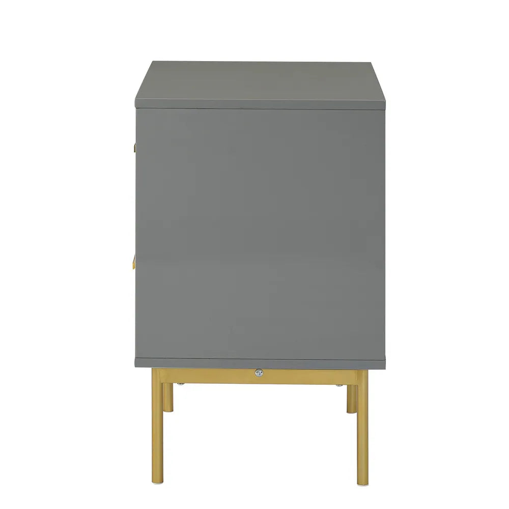 Paul Multifunctional 2-Drawer Nightstand with Metal Legs