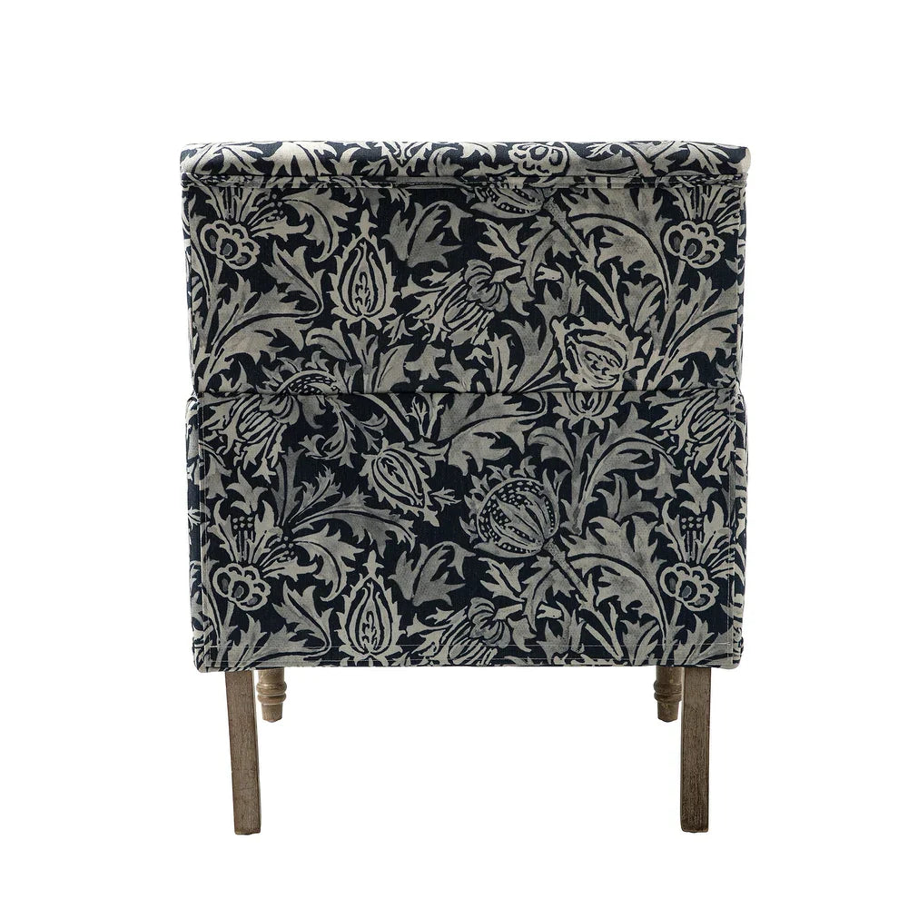 Geltrude Traditonal Floral Fabric Design Upholstered Accent Armchair with Turned Legs