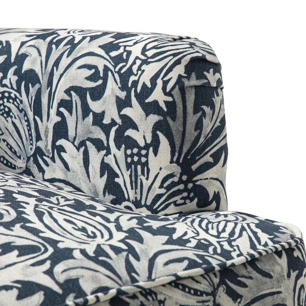 Geltrude Traditonal Floral Fabric Design Upholstered Accent Armchair with Turned Legs