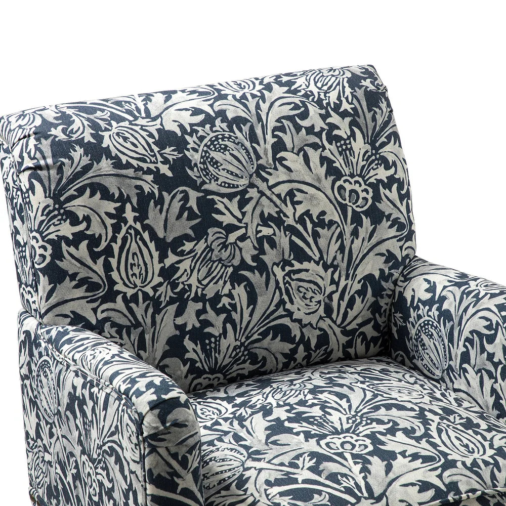 Geltrude Traditonal Floral Fabric Design Upholstered Accent Armchair with Turned Legs