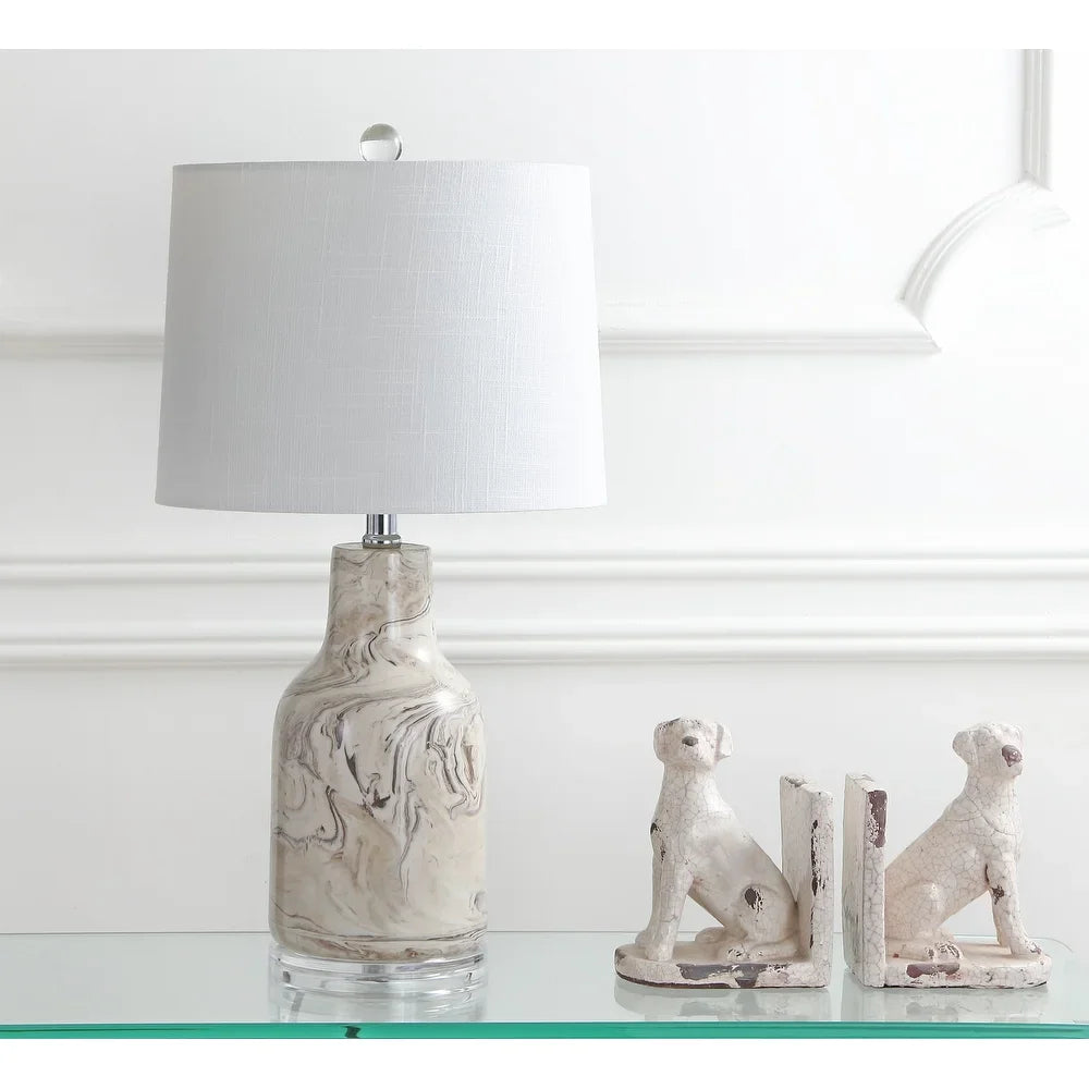 Penelope 23" Ceramic LED Table Lamp, Gray/White by JONATHAN Y