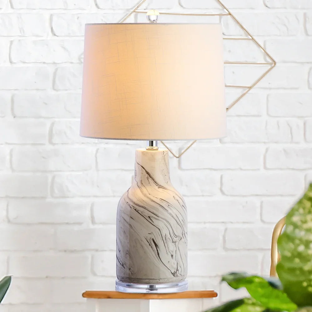 Penelope 23" Ceramic LED Table Lamp, Gray/White by JONATHAN Y