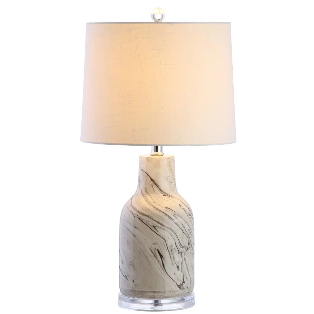Penelope 23" Ceramic LED Table Lamp, Gray/White by JONATHAN Y