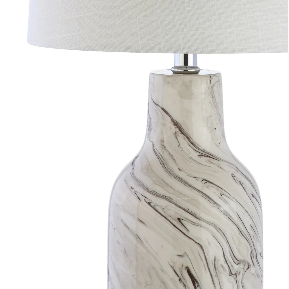 Penelope 23" Ceramic LED Table Lamp, Gray/White