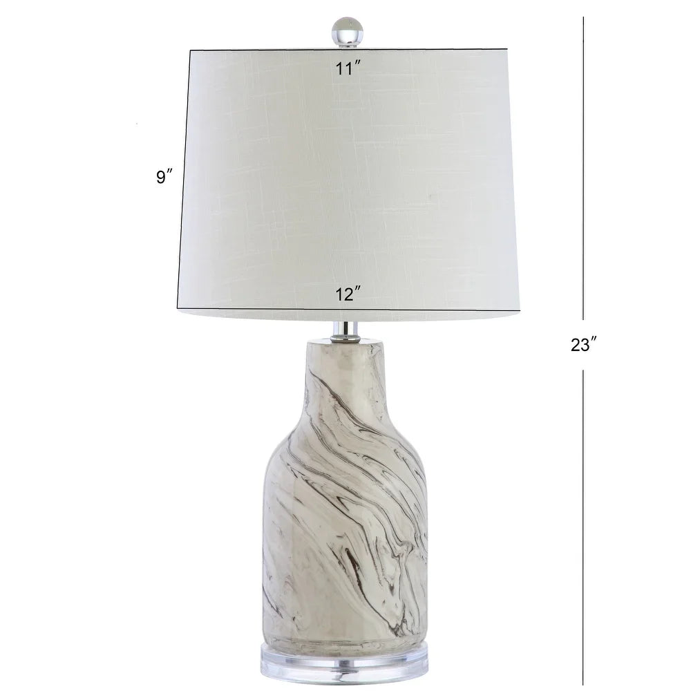 Penelope 23" Ceramic LED Table Lamp, Gray/White by JONATHAN Y