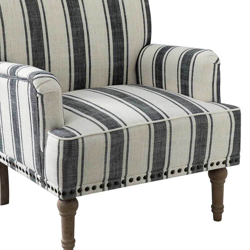 Geltrude Classic Upholstered Striped Armchair With Nailhead Trim Set of 2