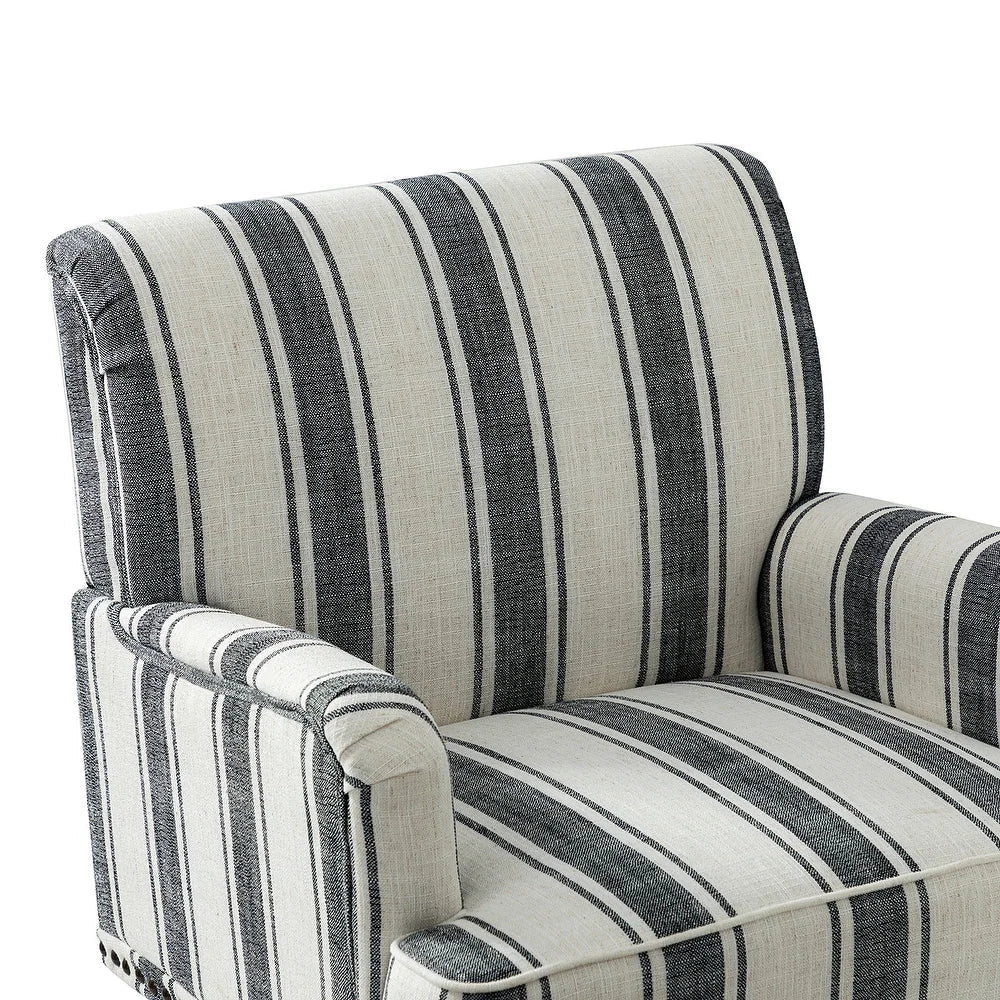 Geltrude Classic Upholstered Striped Armchair With Nailhead Trim Set of 2