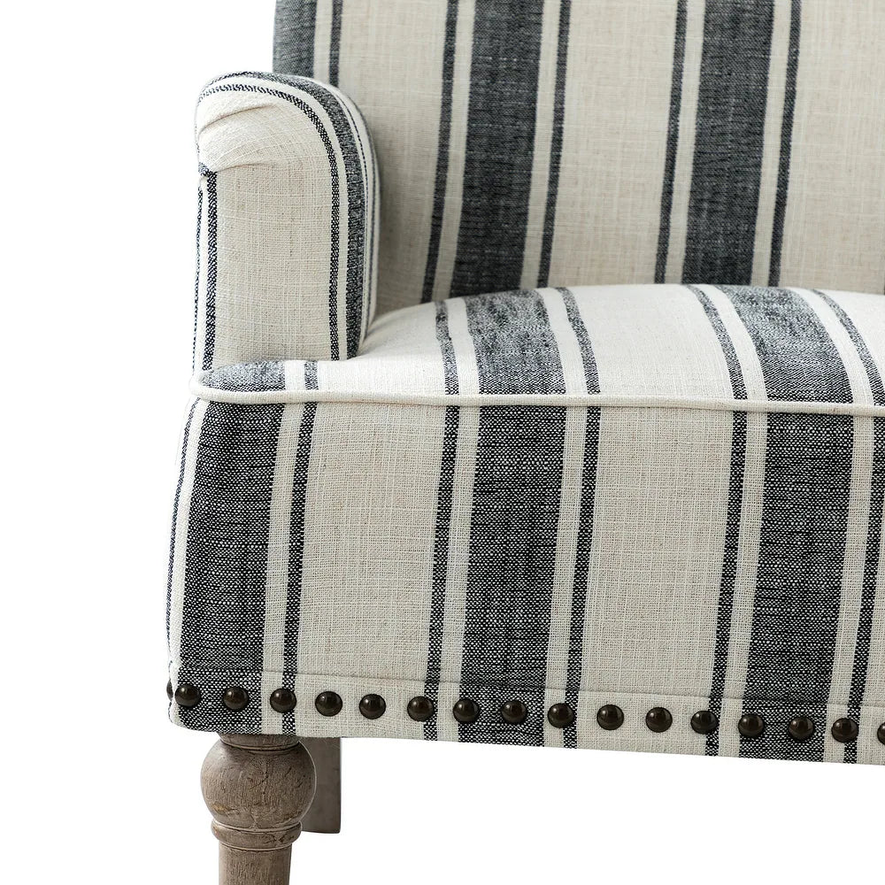 Geltrude Classic Upholstered Striped Armchair With Nailhead Trim Set of 2