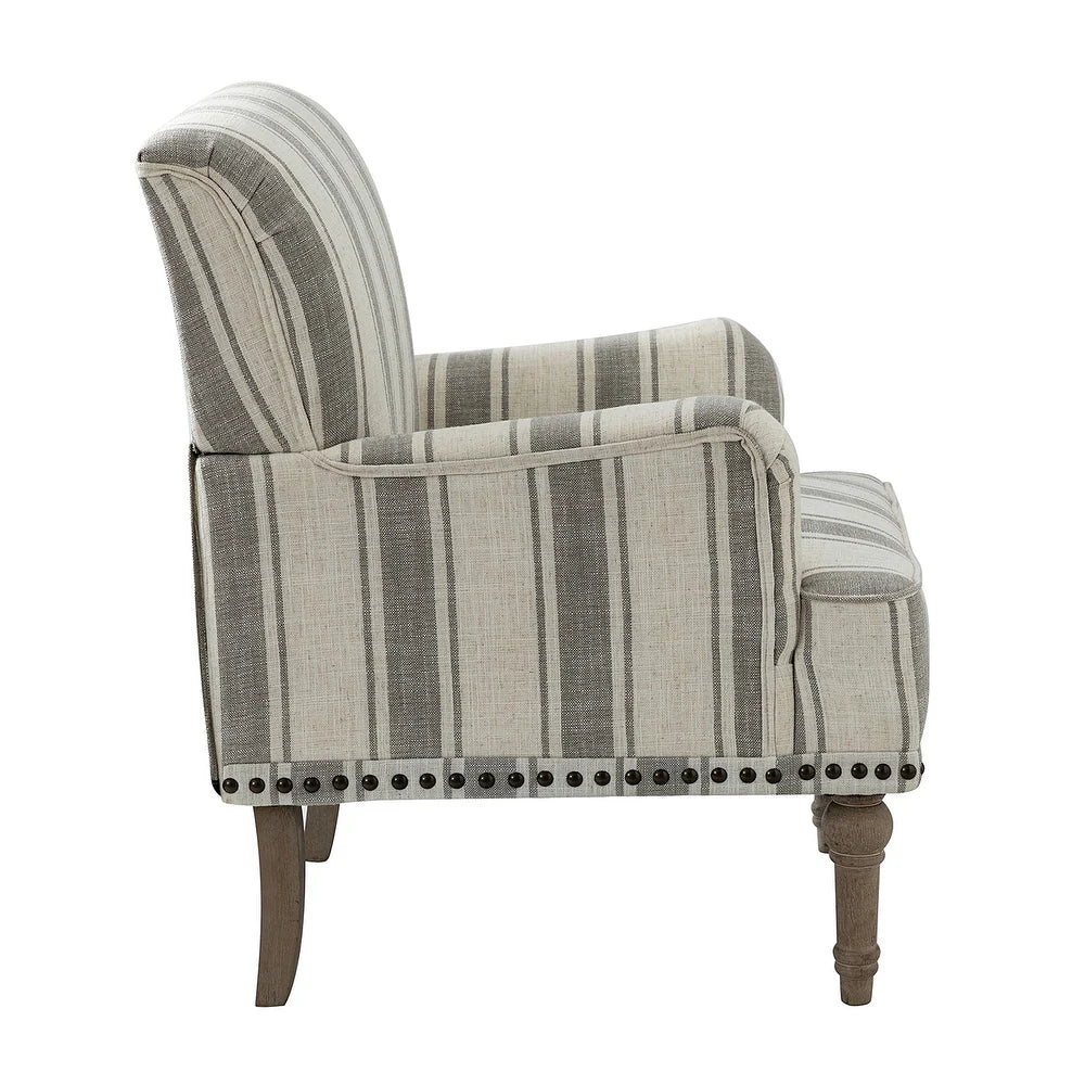 Geltrude Classic Upholstered Striped Armchair With Nailhead Trim Set of 2