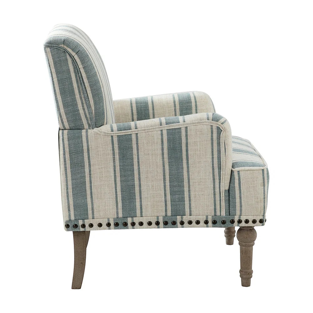 Geltrude Classic Upholstered Striped Armchair With Nailhead Trim Set of 2