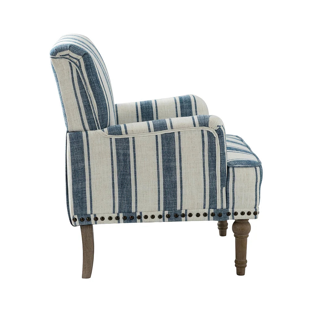 Geltrude Classic Upholstered Striped Armchair With Nailhead Trim Set of 2