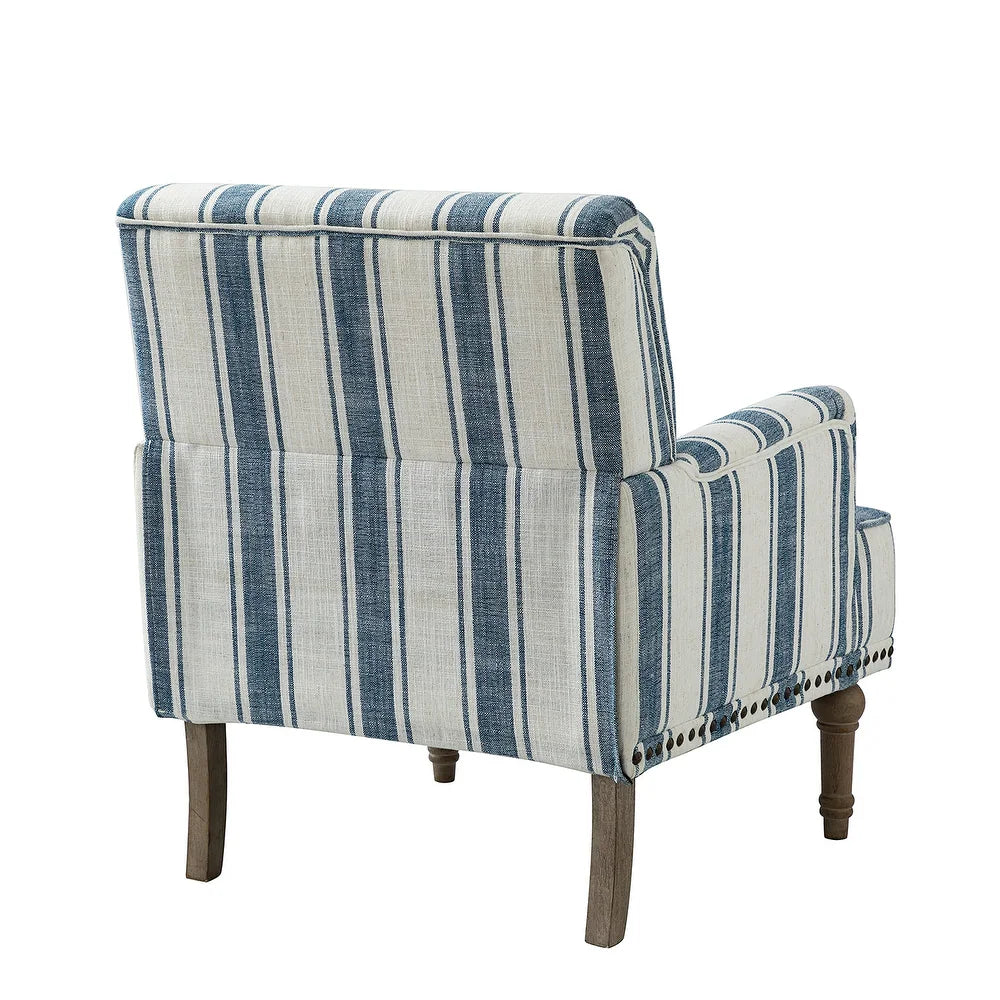 Geltrude Classic Upholstered Striped Armchair With Nailhead Trim Set of 2