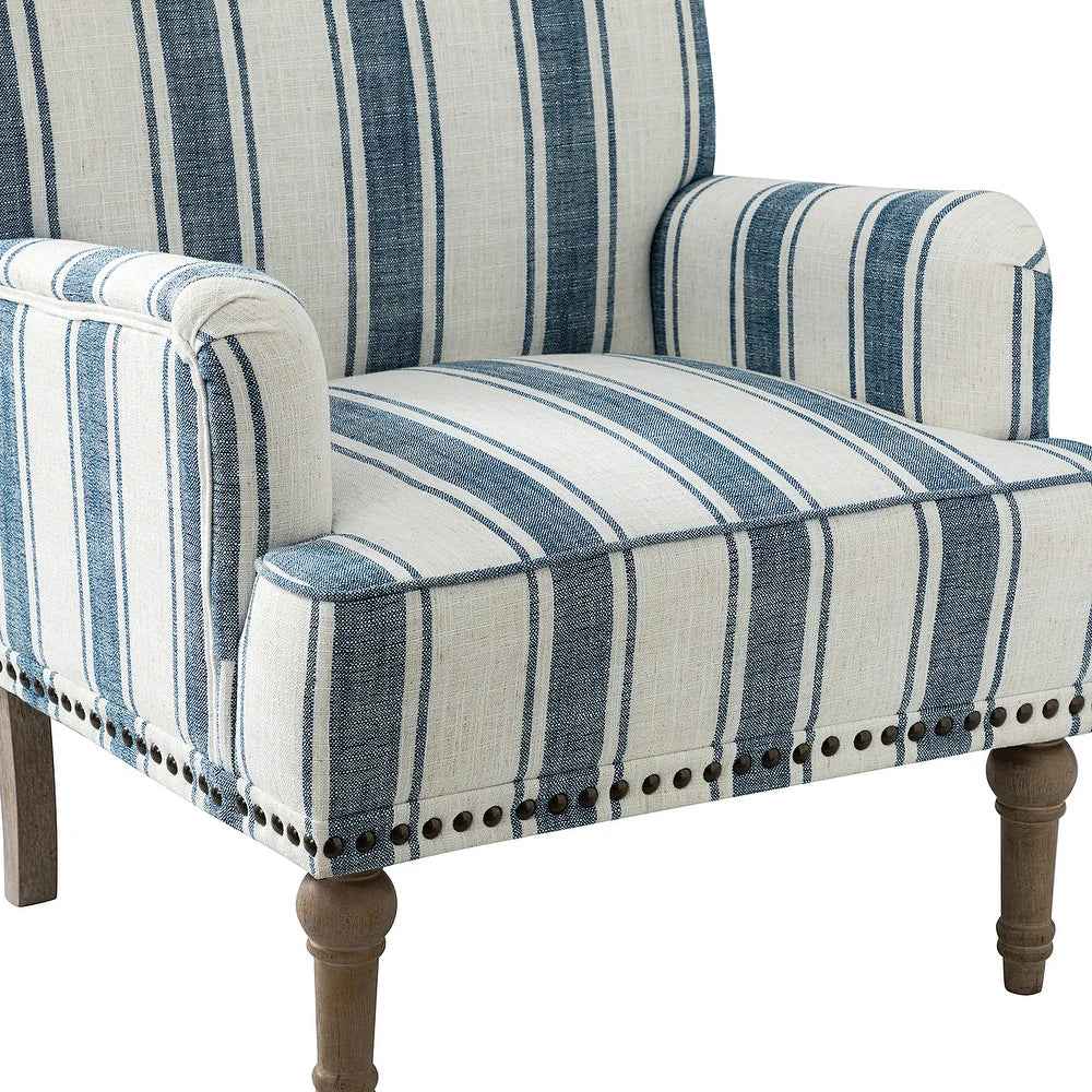 Geltrude Classic Upholstered Striped Armchair With Nailhead Trim Set of 2