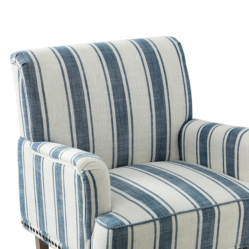 Geltrude Classic Upholstered Striped Armchair With Nailhead Trim Set of 2