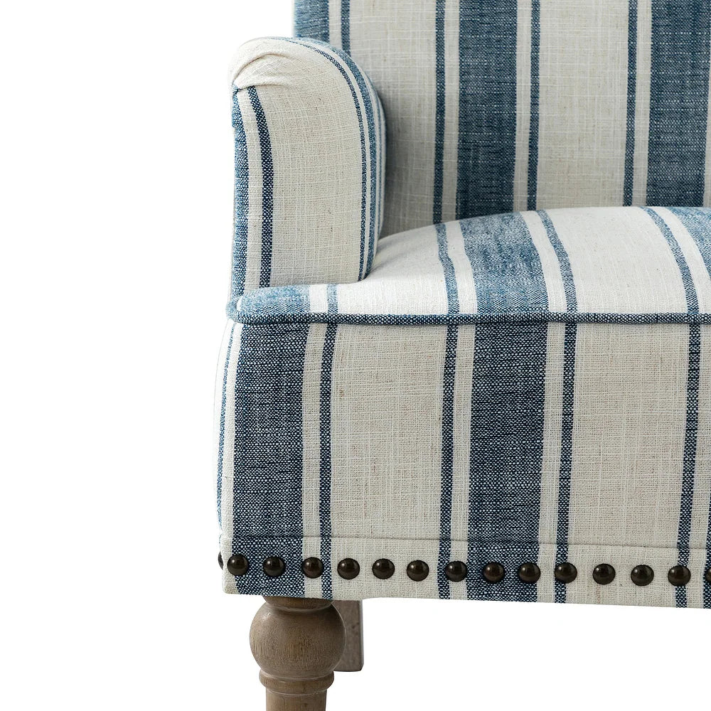 Geltrude Classic Upholstered Striped Armchair With Nailhead Trim Set of 2