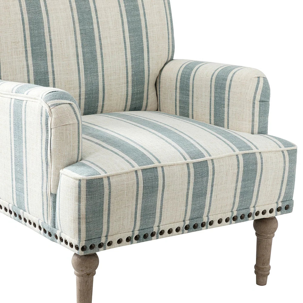 Geltrude Classic Upholstered Striped Armchair With Nailhead Trim Set of 2