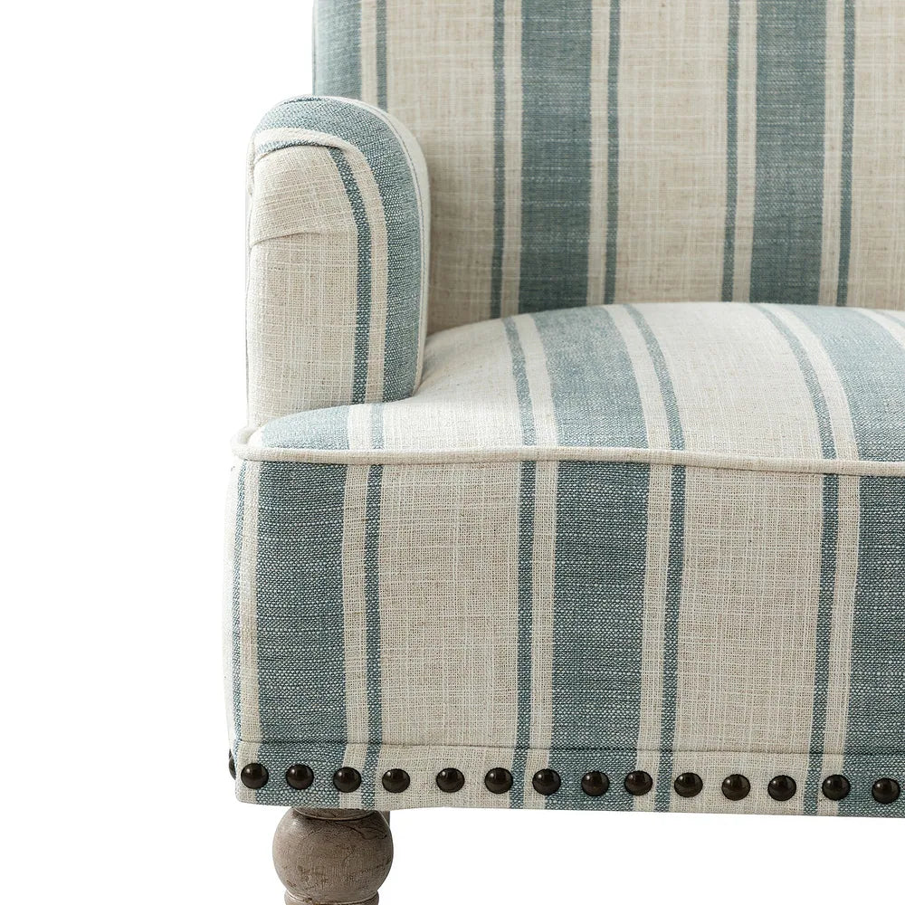 Geltrude Classic Upholstered Striped Armchair With Nailhead Trim Set of 2