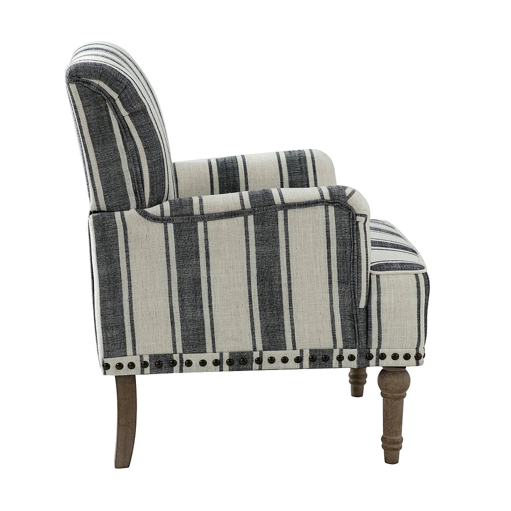 Geltrude Classic Upholstered Striped Armchair With Nailhead Trim Set of 2