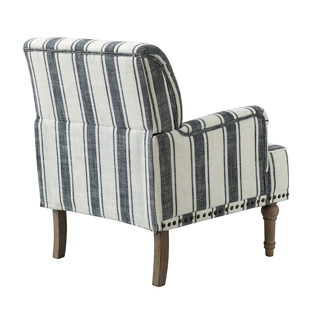 Geltrude Classic Upholstered Striped Armchair With Nailhead Trim Set of 2