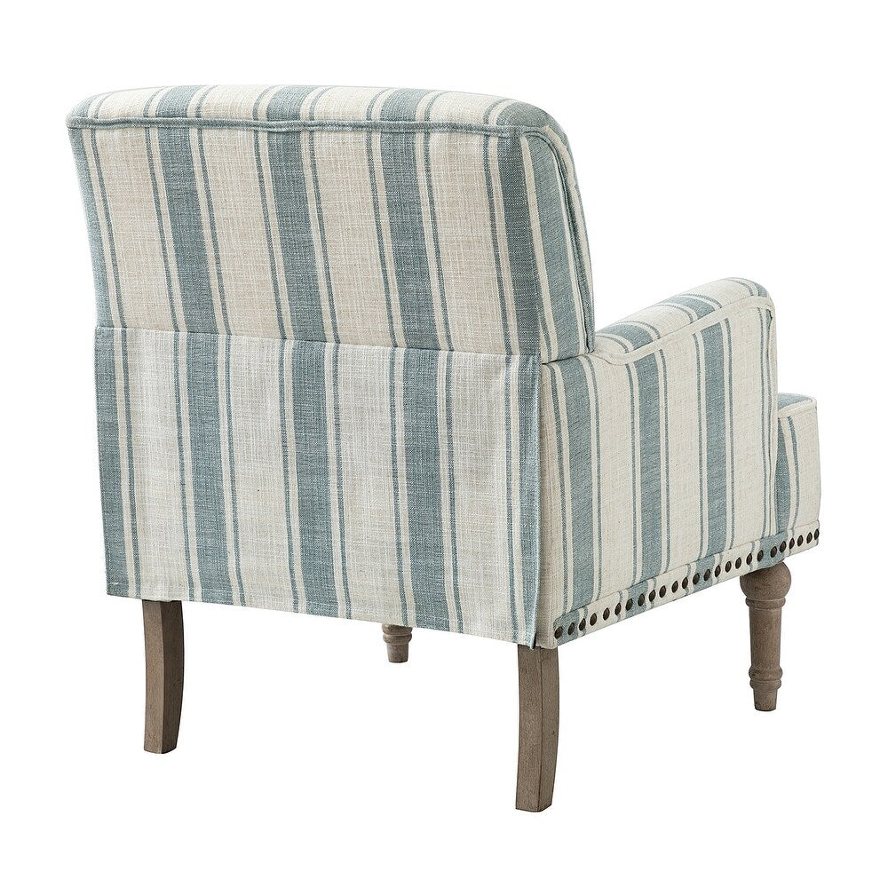 Geltrude Classic Upholstered Striped Armchair With Nailhead Trim Set of 2