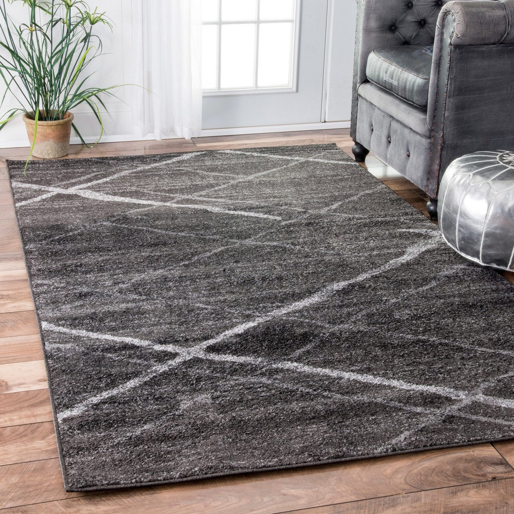 Stripes Dark Gray Soft Area Rugs