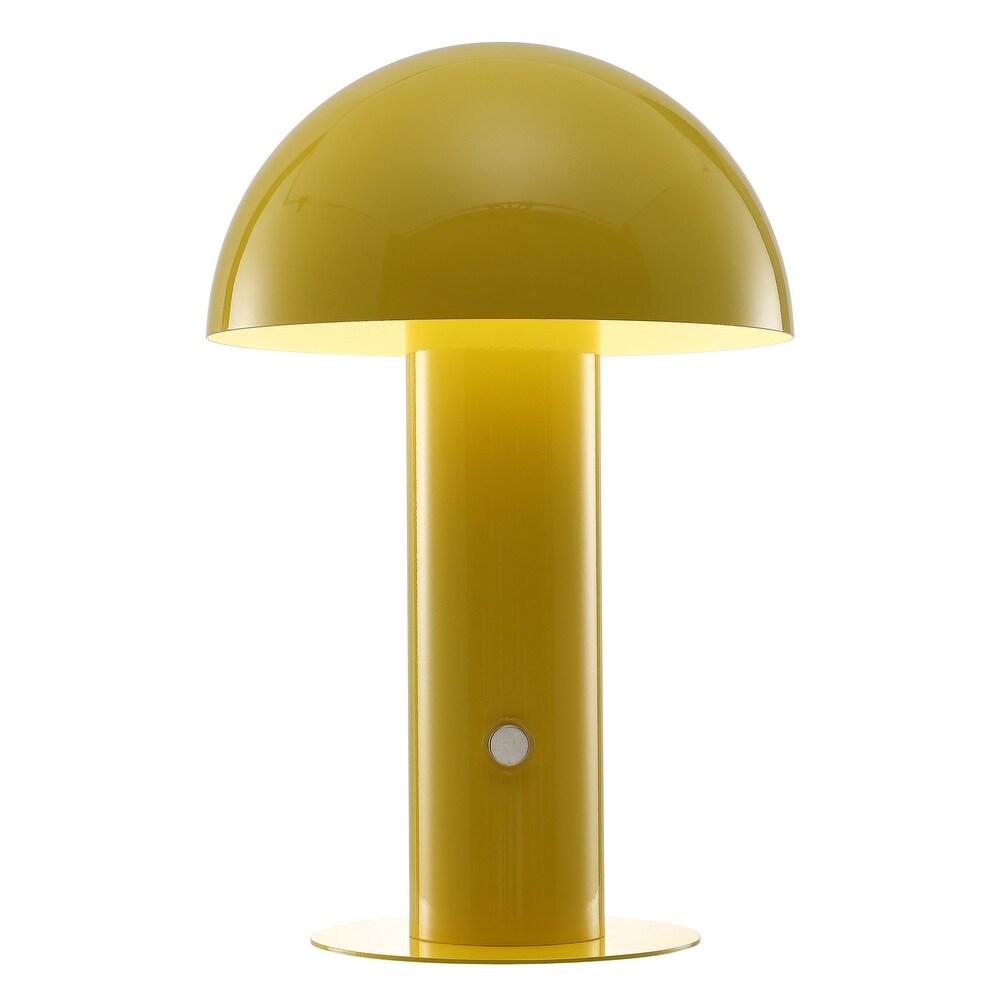Porcini 10.75" Contemporary Bohemian Rechargeable/Cordless Iron Integrated LED Mushroom Table Lamp,