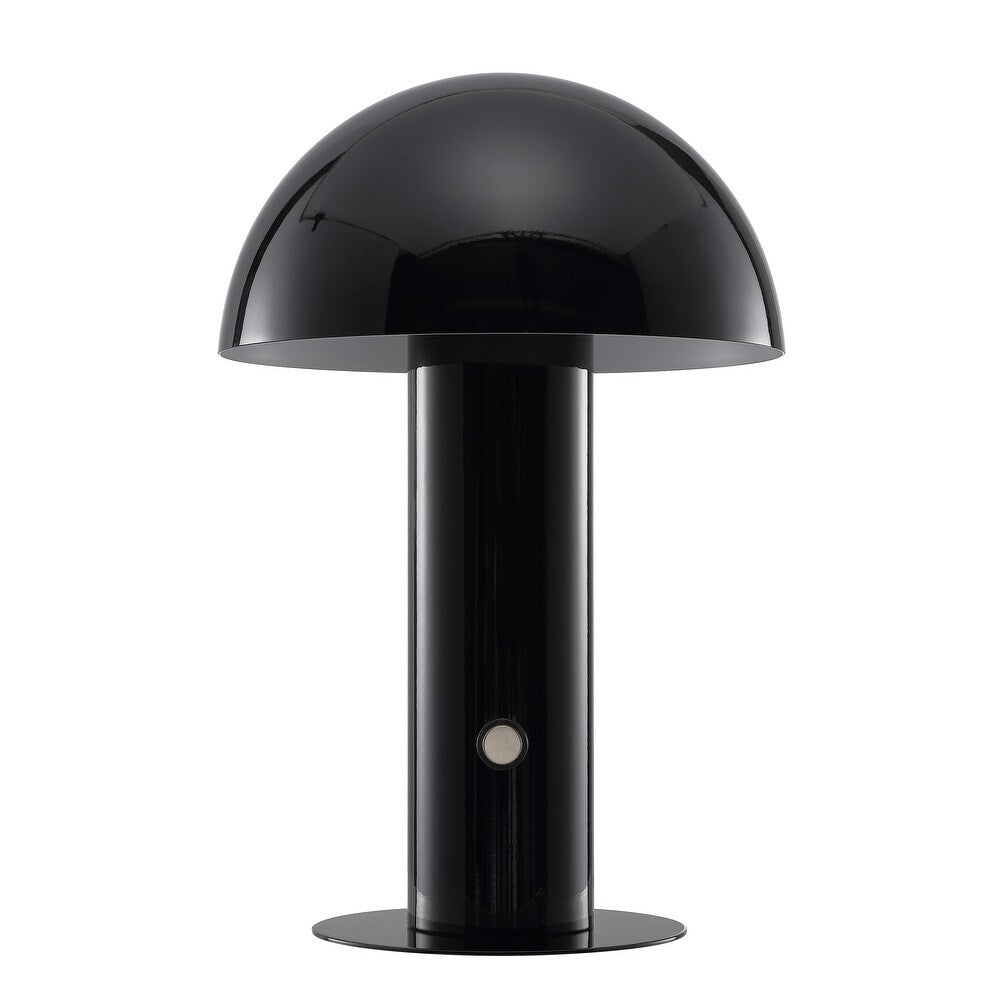 Porcini 10.75" Contemporary Bohemian Rechargeable/Cordless Iron Integrated LED Mushroom Table Lamp,