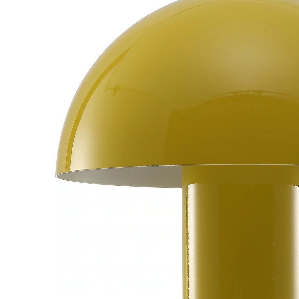 Porcini 10.75" Contemporary Bohemian Rechargeable/Cordless Iron Integrated LED Mushroom Table Lamp,