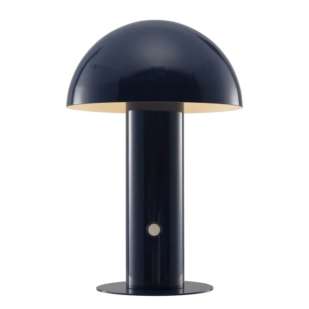 Porcini 10.75" Contemporary Bohemian Rechargeable/Cordless Iron Integrated LED Mushroom Table Lamp,