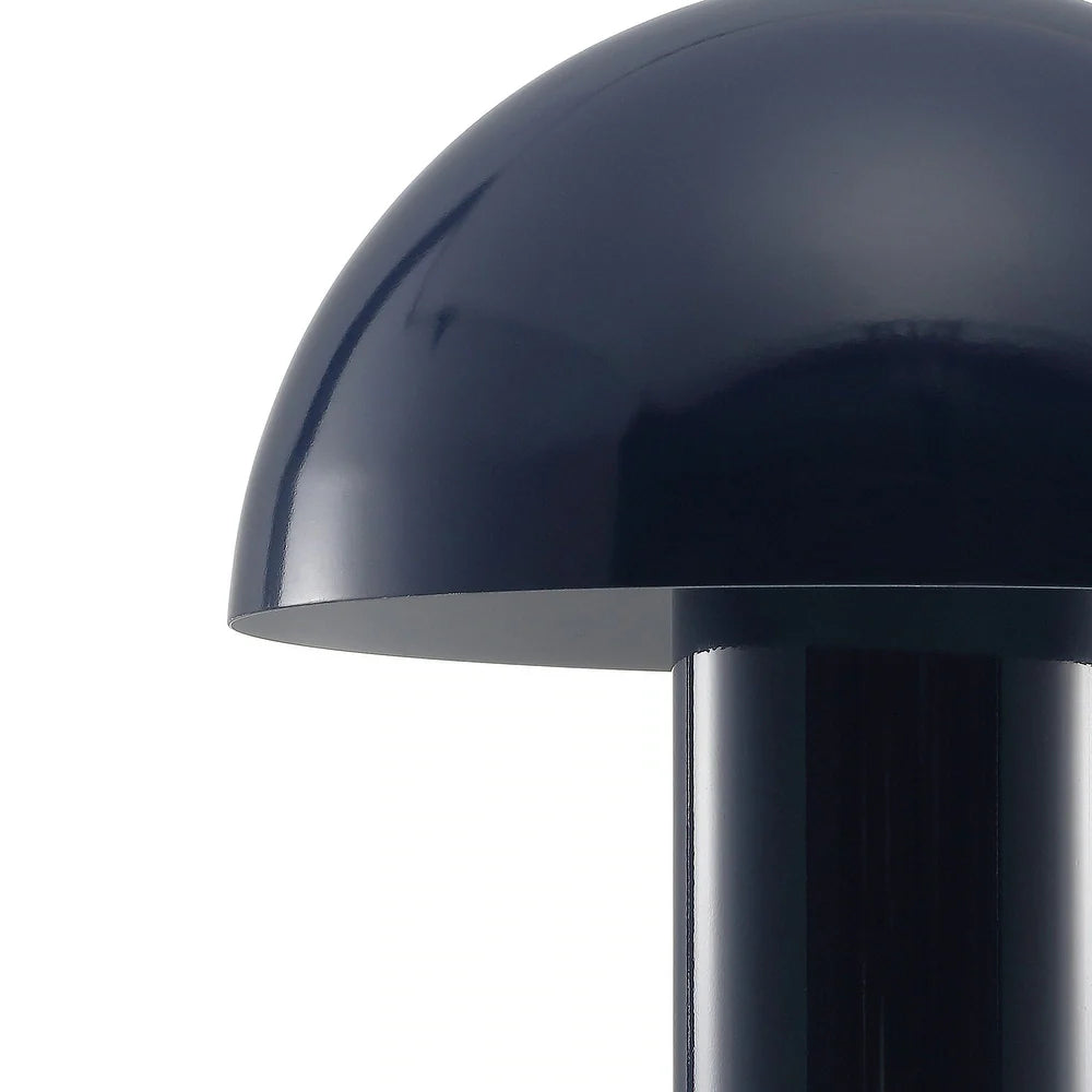 Porcini 10.75" Contemporary Bohemian Rechargeable/Cordless Iron Integrated LED Mushroom Table Lamp,