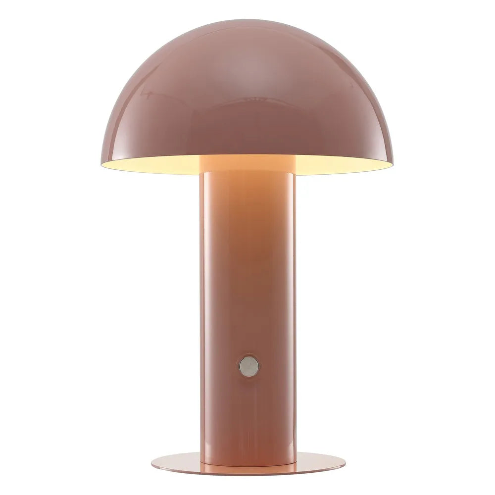 Porcini 10.75" Contemporary Bohemian Rechargeable/Cordless Iron Integrated LED Mushroom Table Lamp,