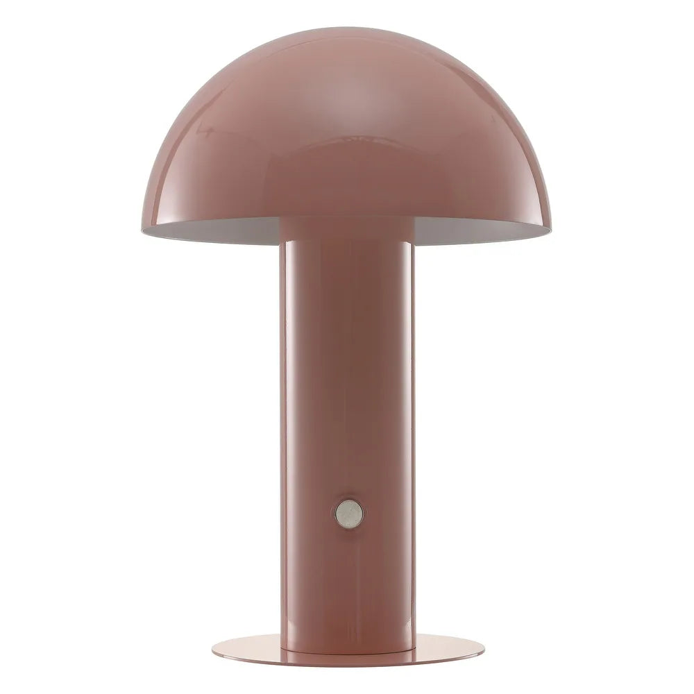 Porcini 10.75" Contemporary Bohemian Rechargeable/Cordless Iron Integrated LED Mushroom Table Lamp,
