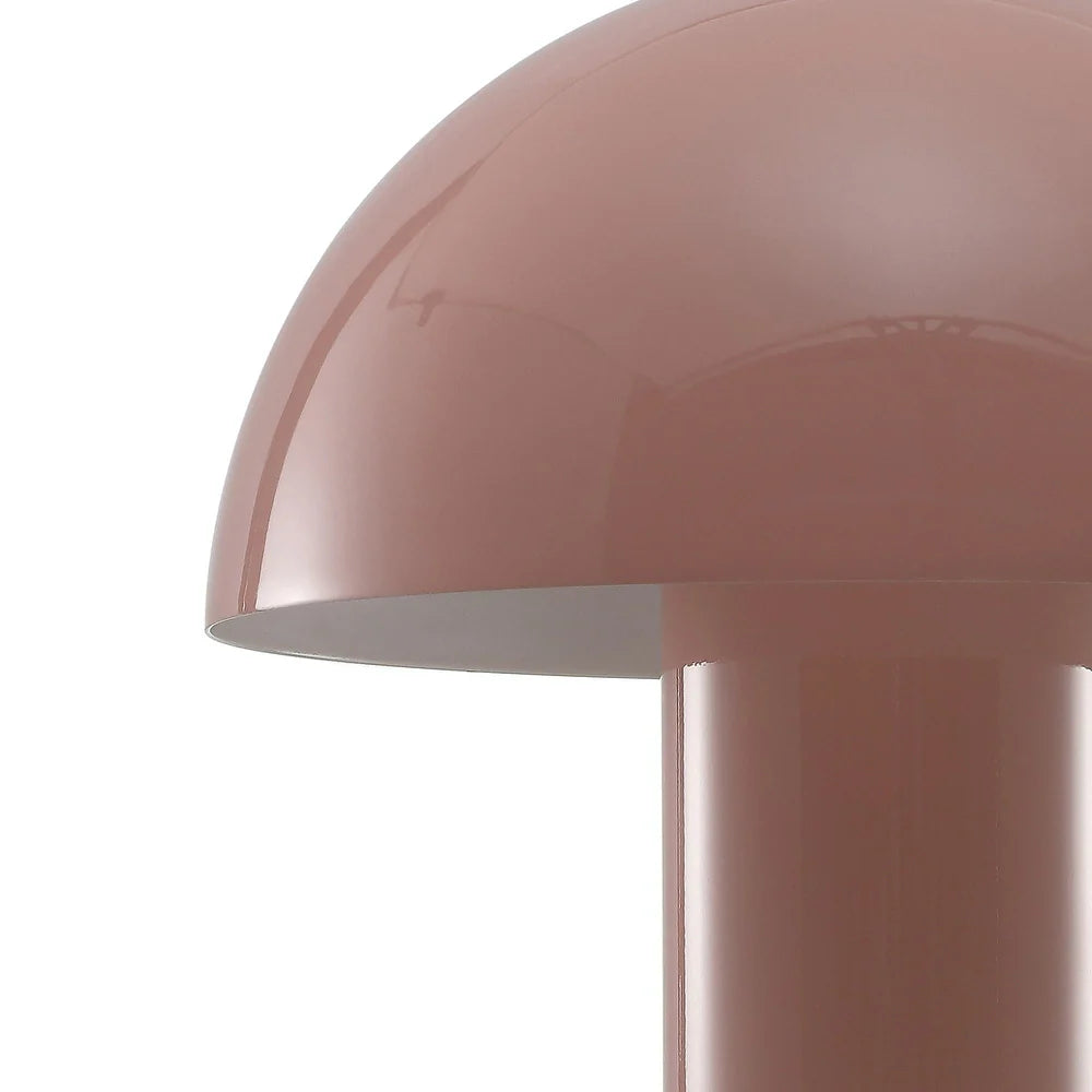 Porcini 10.75" Contemporary Bohemian Rechargeable/Cordless Iron Integrated LED Mushroom Table Lamp,