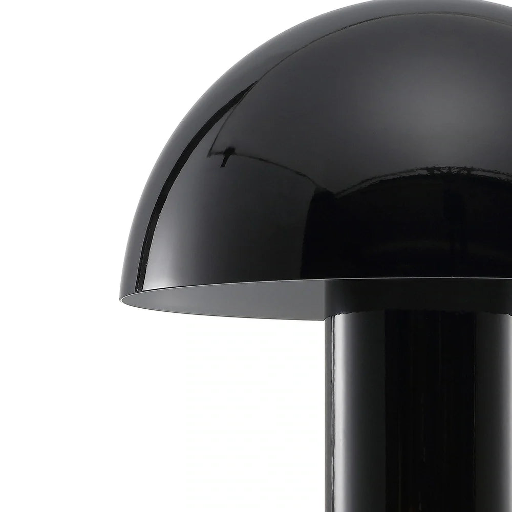 Porcini 10.75" Contemporary Bohemian Rechargeable/Cordless Iron Integrated LED Mushroom Table Lamp,