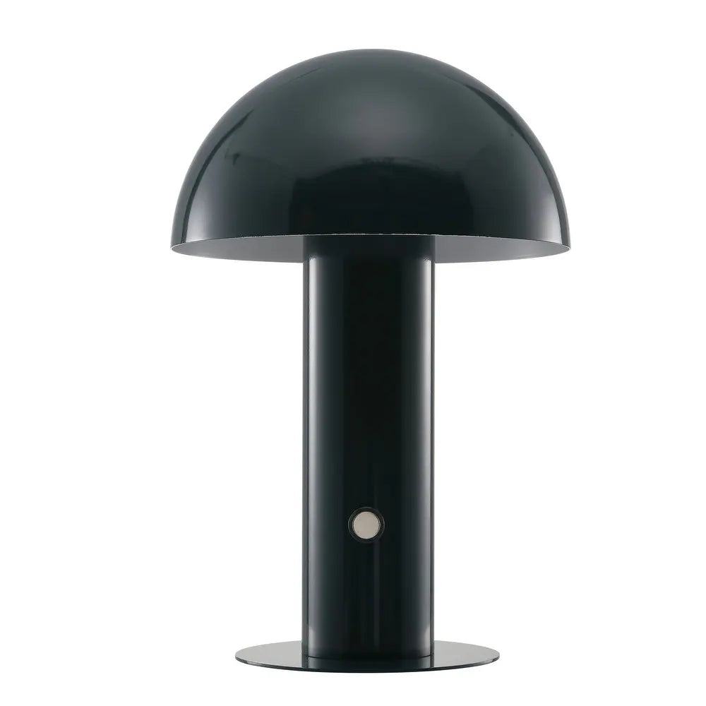 Porcini 10.75" Contemporary Bohemian Rechargeable/Cordless Iron Integrated LED Mushroom Table Lamp,