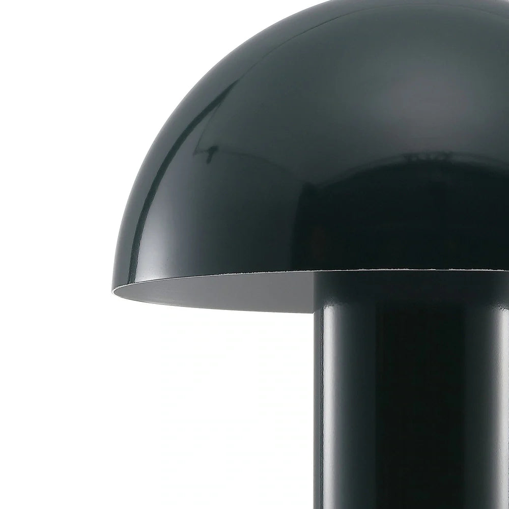 Porcini 10.75" Contemporary Bohemian Rechargeable/Cordless Iron Integrated LED Mushroom Table Lamp,