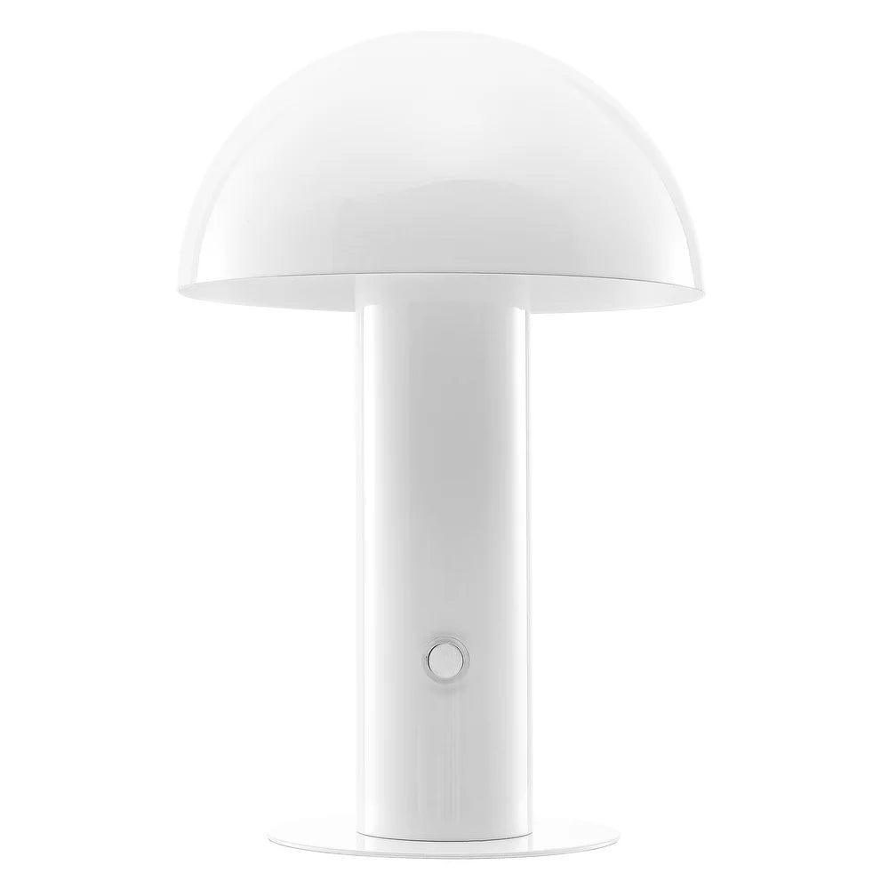 Porcini 10.75" Contemporary Bohemian Rechargeable/Cordless Iron Integrated LED Mushroom Table Lamp,