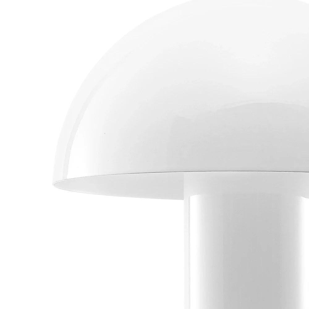 Porcini 10.75" Contemporary Bohemian Rechargeable/Cordless Iron Integrated LED Mushroom Table Lamp,