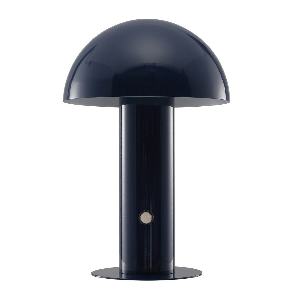 Porcini 10.75" Contemporary Bohemian Rechargeable/Cordless Iron Integrated LED Mushroom Table Lamp,