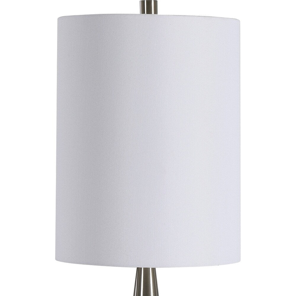 Pot Bellied Shape Glass Table Lamp with 3 Way Switch, White