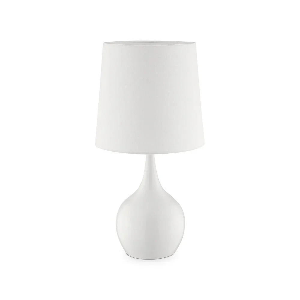 Pot Bellied Shape Metal Table Lamp with 3 Way Switch, White