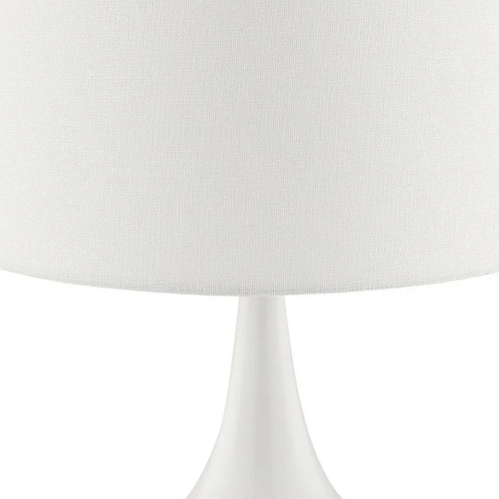 Pot Bellied Shape Metal Table Lamp with 3 Way Switch, White