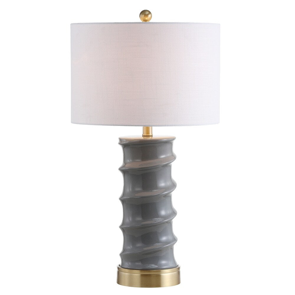 Prague 28" Ceramic LED Table Lamp, Dark Grey/Gold