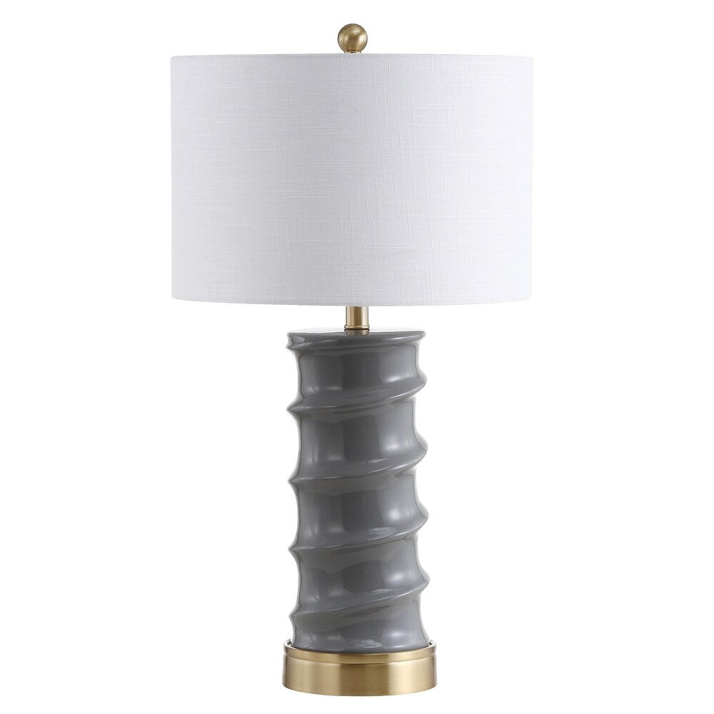 Prague 28" Ceramic LED Table Lamp, Dark Grey/Gold