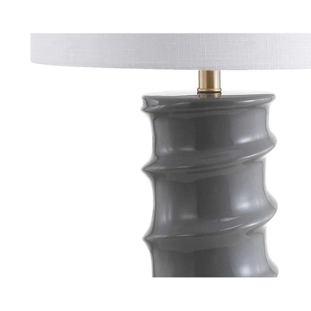 Prague 28" Ceramic LED Table Lamp, Dark Grey/Gold