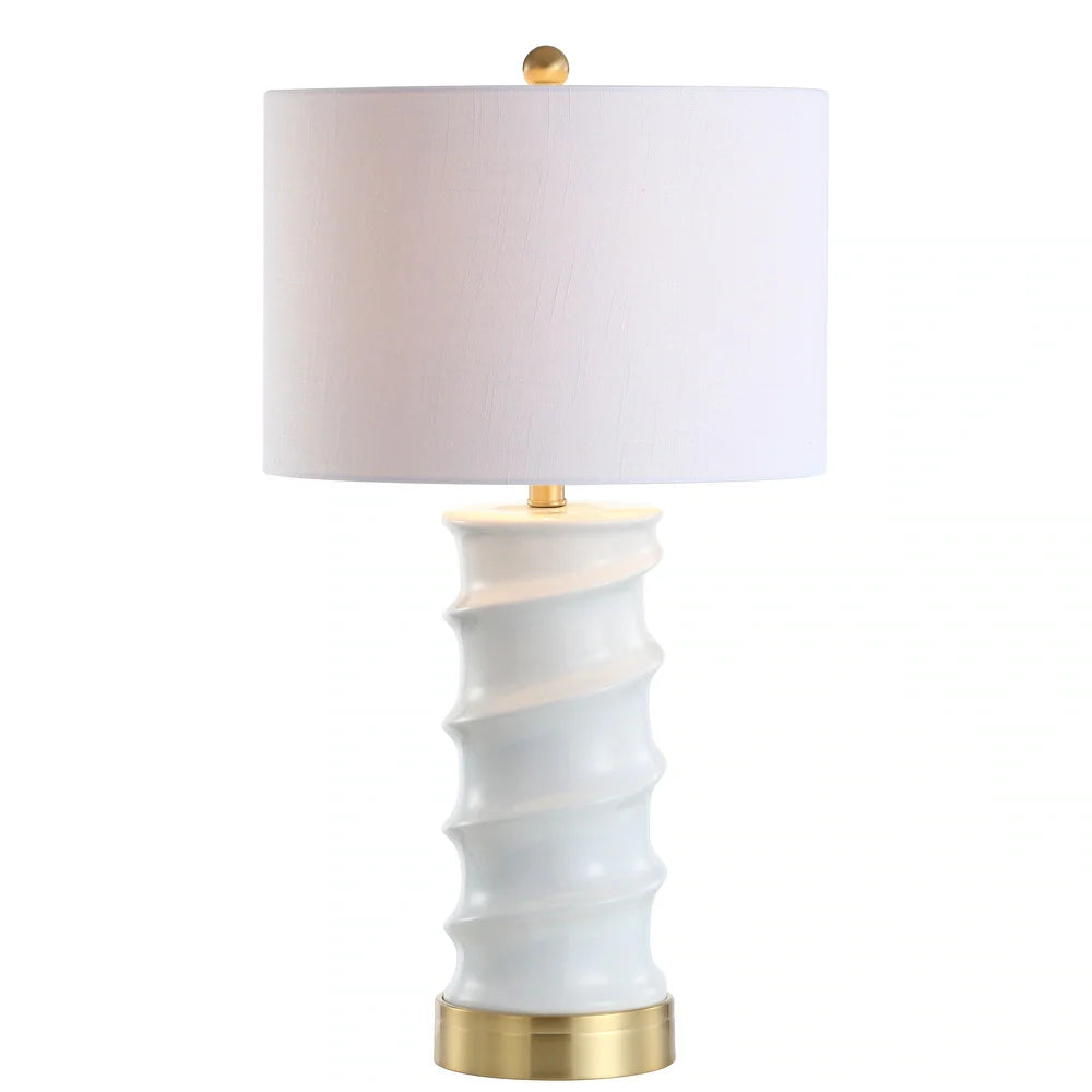 Prague 28" Ceramic LED Table Lamp, Dark Grey/Gold