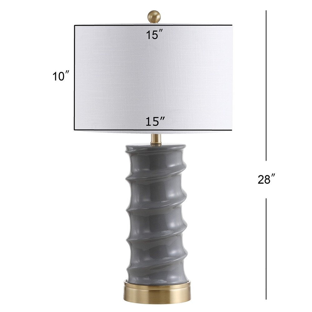 Prague 28" Ceramic LED Table Lamp, Dark Grey/Gold