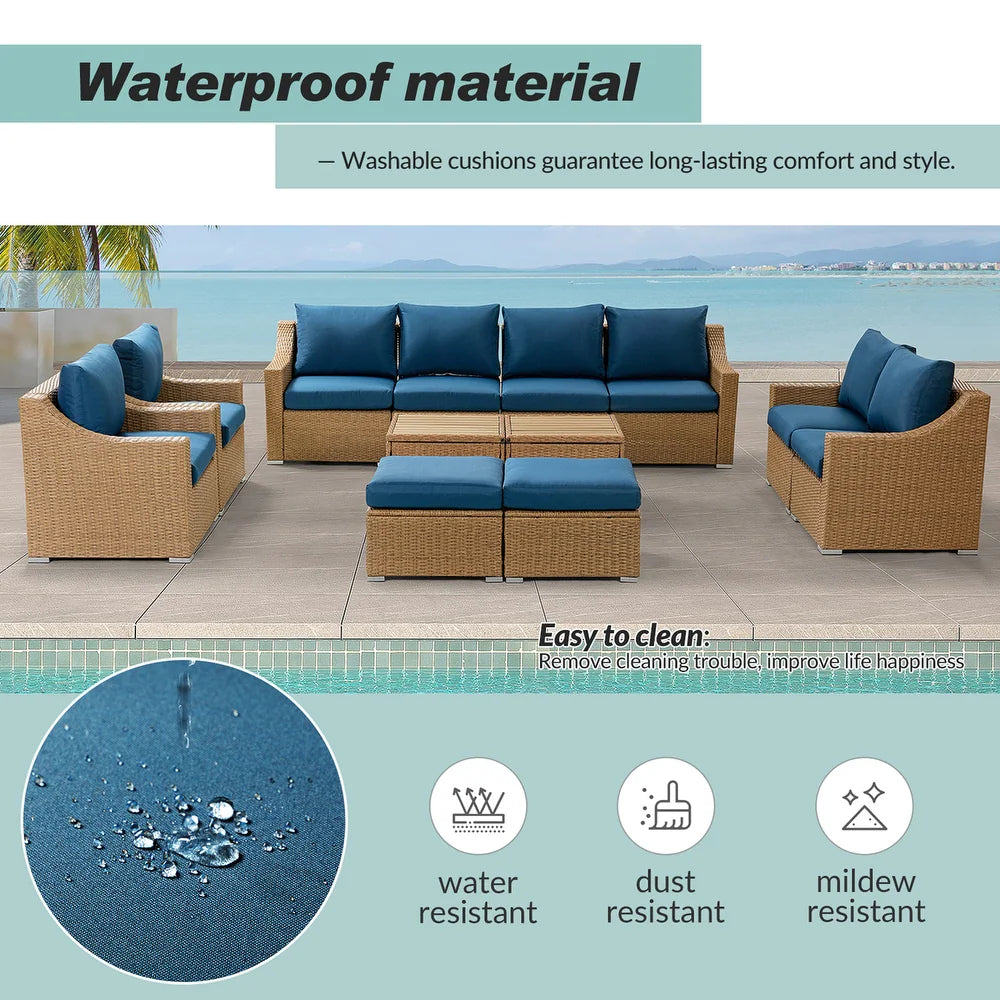 Prgos 12-piece Polyethylene Wicke rOutdoor Storage Seating Set with Cushions