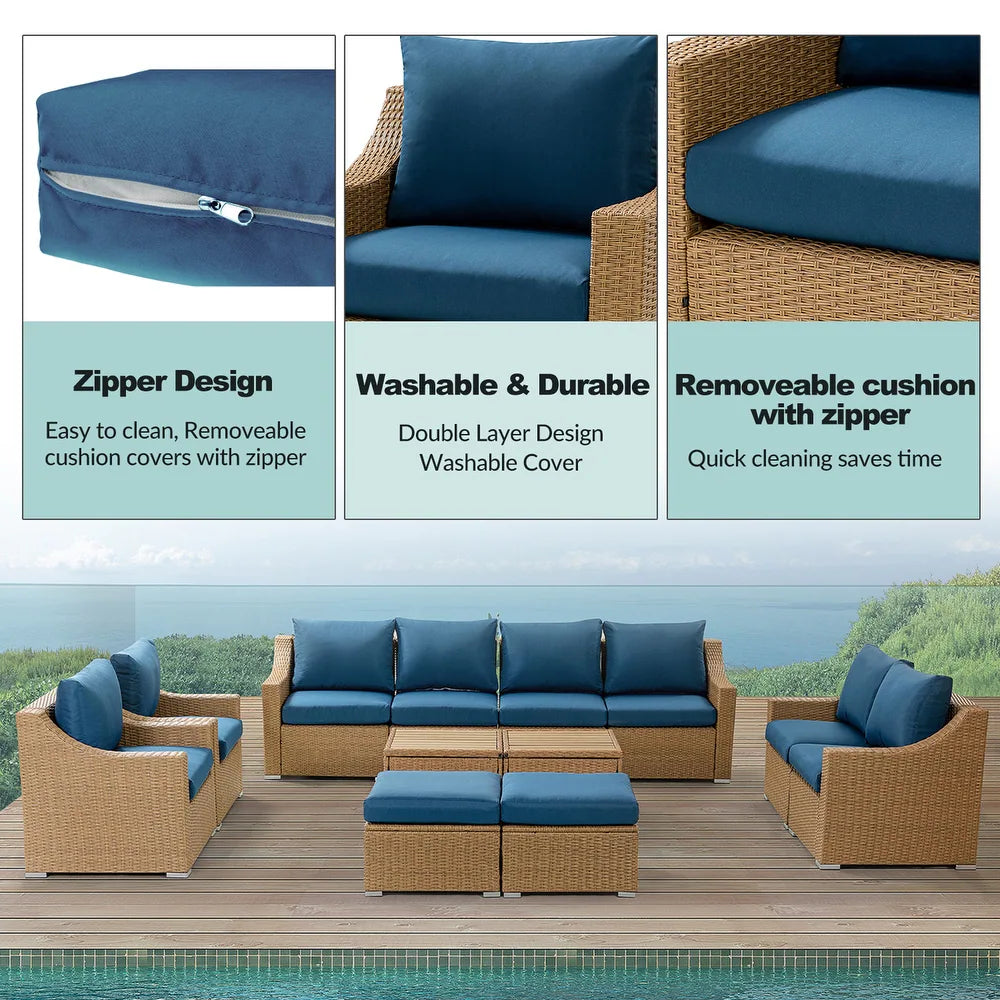 Prgos 12-piece Polyethylene Wicke rOutdoor Storage Seating Set with Cushions