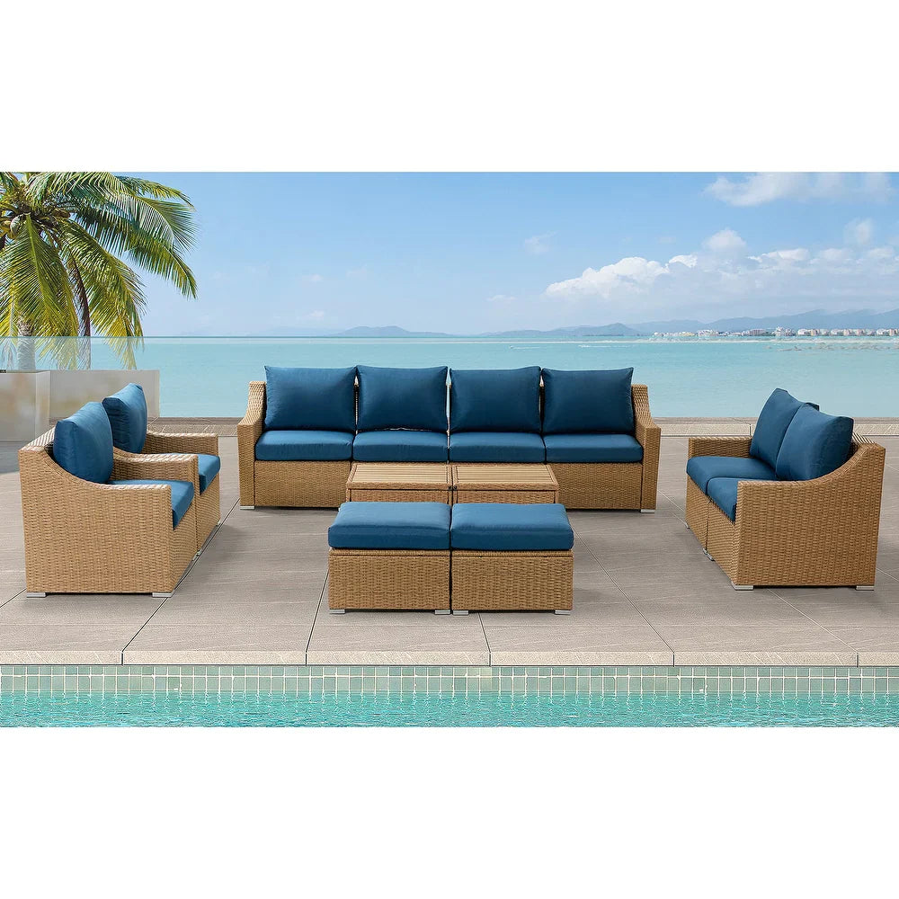 Prgos 12-piece Polyethylene Wicke rOutdoor Storage Seating Set with Cushions